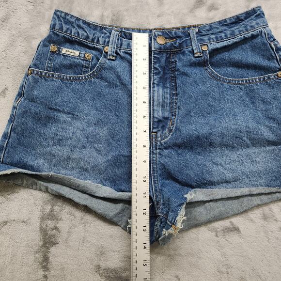 RIP CURL Shorts Womens 30 Blue Amy High Rise Cut Off Rolled Hem Beach Summer - Picture 11 of 14